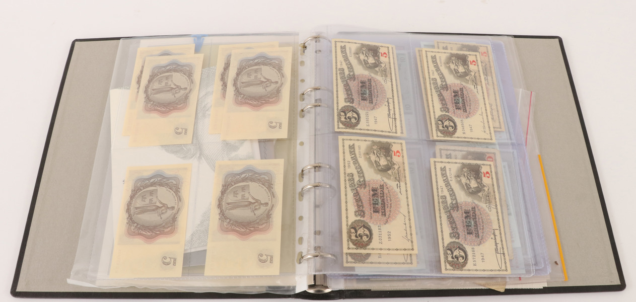 Album med sedlar, mestadels Sverige