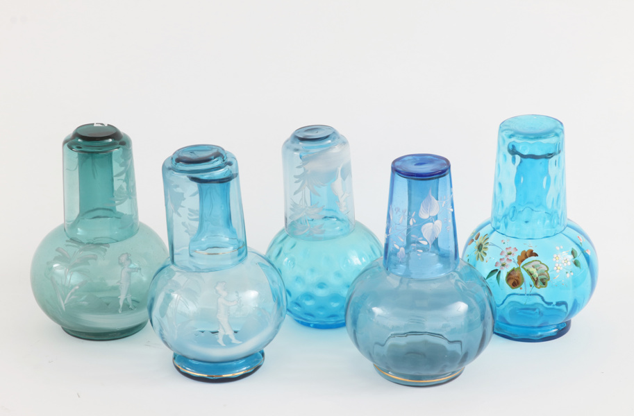 Vattenkaraffer med glas 5st, tidigt 1900-tal