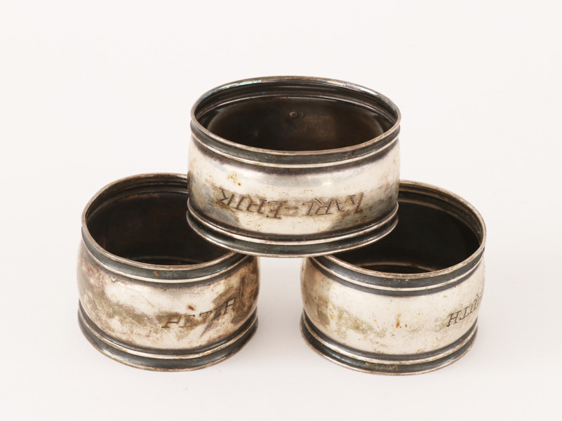 Servettringar 3st, silver