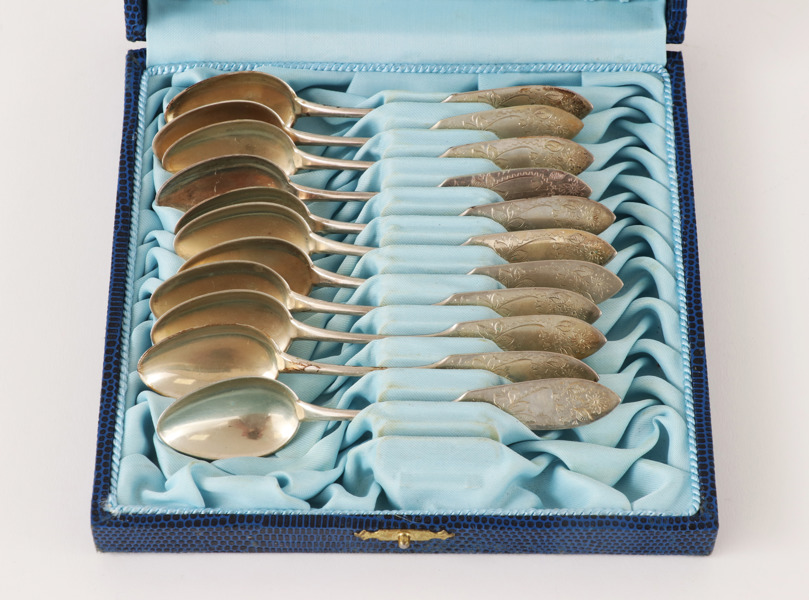 Kaffeskedar 11st, silver, "Tornedal"