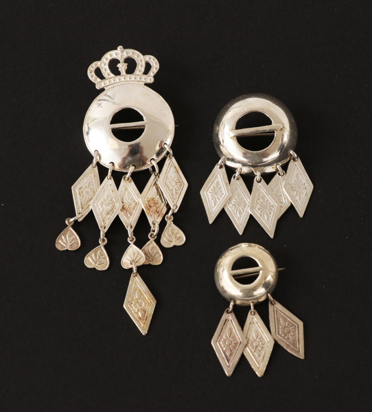 Dräktbroscher 3st, silver/sterlingsilver