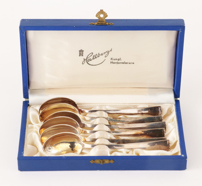 Teskedar 6st, sterlingsilver/silver, C.G.Hallberg