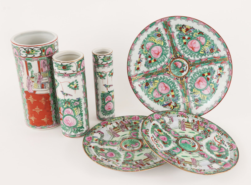 Porslin 6 delar, Kanton, Kina, 1900-tal