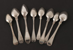 Skedar 8st, silver, "Gammal Fransk", bl.a. 1800-tal