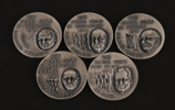 Medaljer 5st, finsilver, "The Nobel Prize"