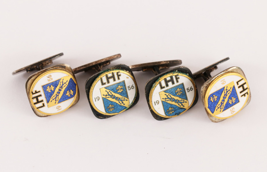 Manschettknappar 4st, silver, "Ludvika Handboll", 1969