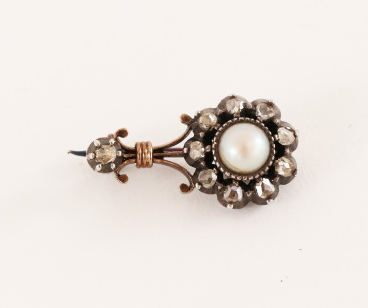 Brosch i 18k och silver