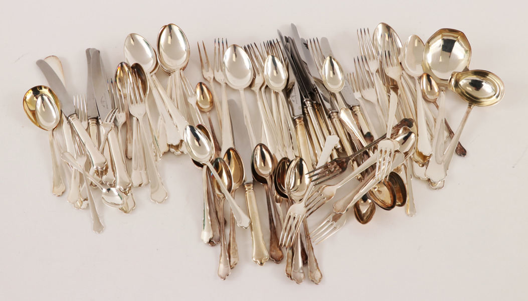 Bestickservisdelar, "Chippendale", nysilver, GAB, Stockholm