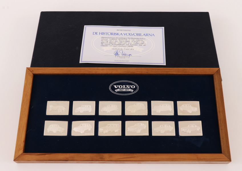 Plaketter 12st, sterlingsilver, Volvo, 1927-1977