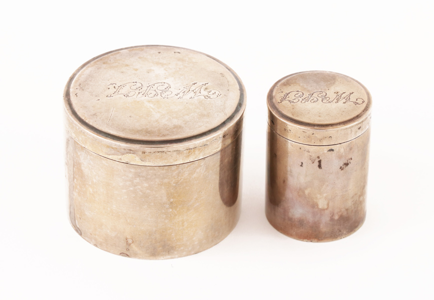 Dosor med lock 2st, silver, 1800-tal