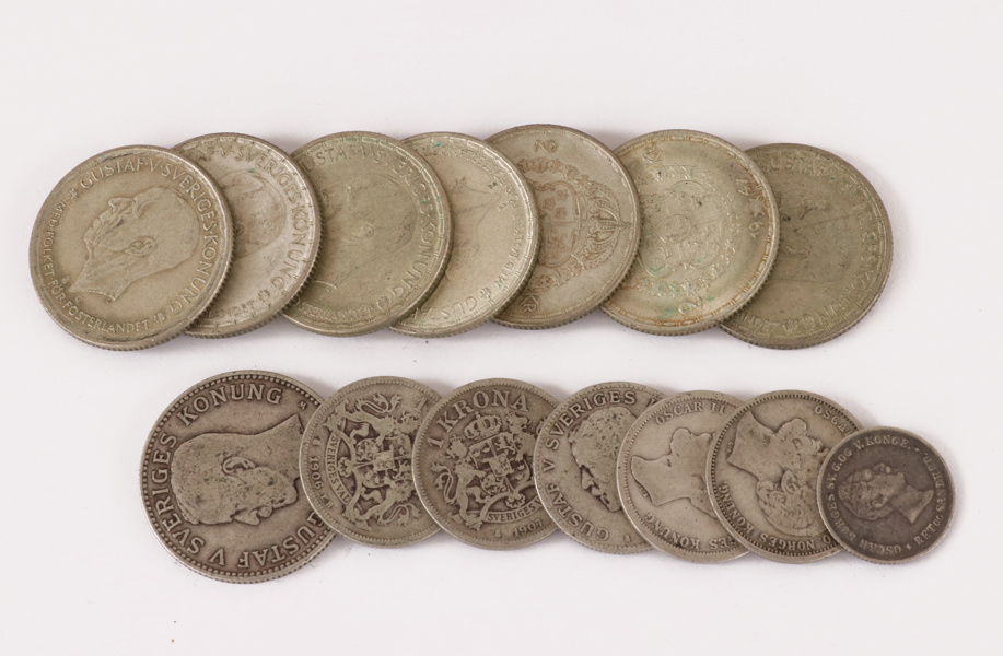 Svenska silvermynt 14st