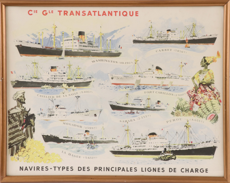 Affisch, "Cie Gle TRANSATLANTIQUE"