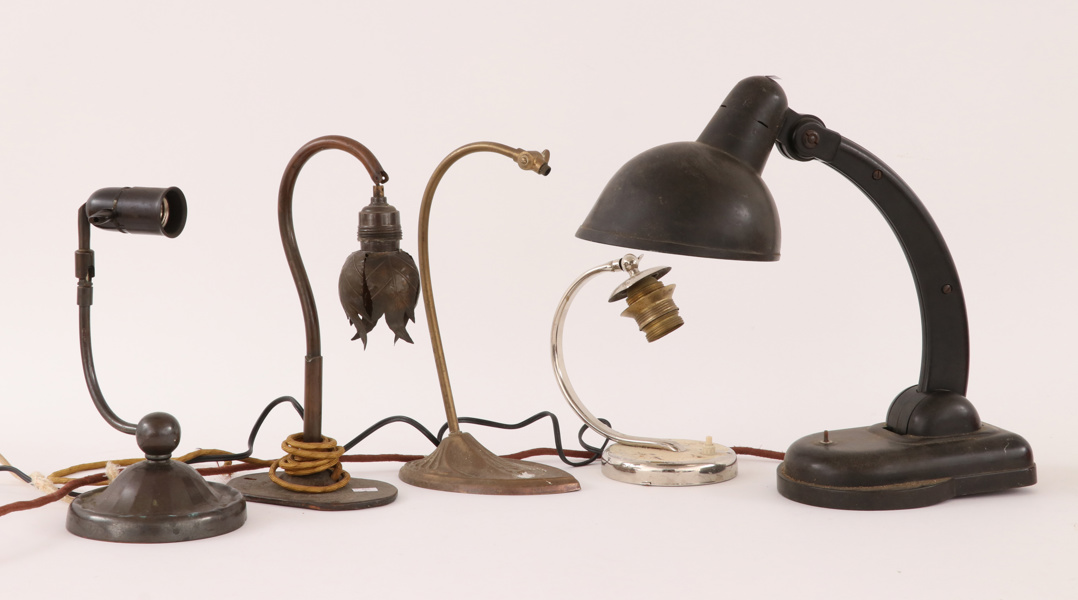 Lampfötter/lampor 5 delar, 1900-talets första hälft