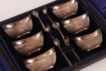 Saltkar med skedar 6st, sterlingsilver, Birmingham, England