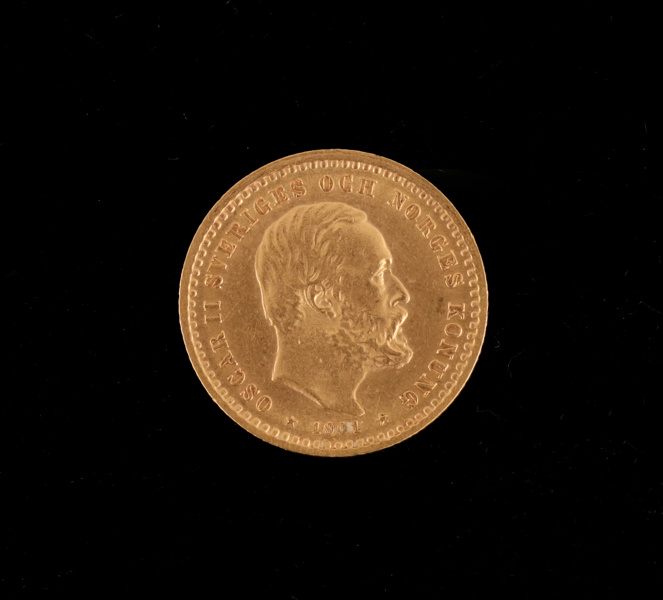 Guldmynt, 5 kronor, Oscar II, 1901