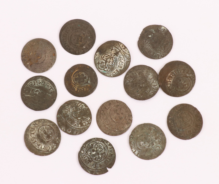 Besittningsmynt 14st, drottning Kristina, 1600-tal