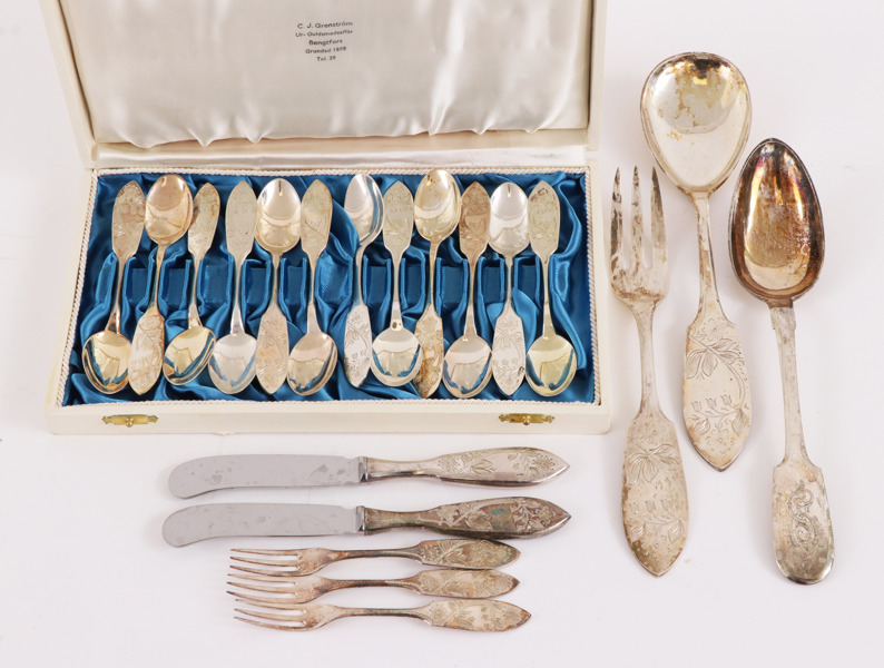 Bestickservisdelar 20st, silver, "Tornedal"