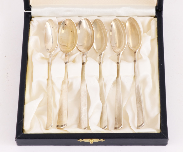 Kaffeskedar 6st, silver, "Rosenholm", Jacob Ängman för GAB