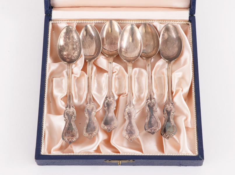 Kaffeskedar 6st, silver, "Olga"
