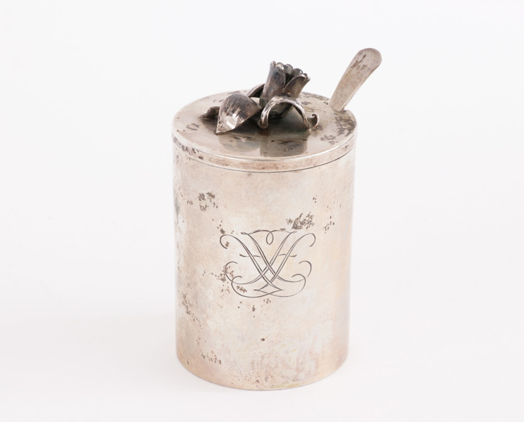 Marmeladburk med lock, silver, Owen & Larsson, Djursholm, 1950