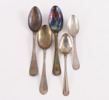 Mat-/desertskedar 5st, silver, 17/1800-tal