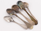 Mat-/desertskedar 5st, silver, 17/1800-tal