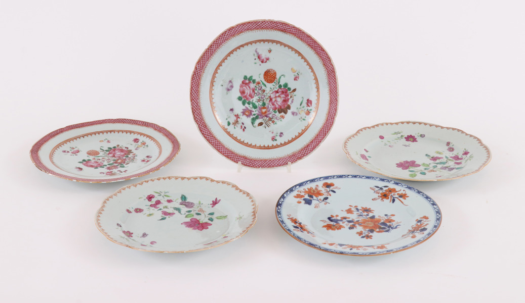 Tallrikar 5st, Kina, 1700-tal