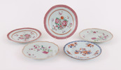 Tallrikar 5st, Kina, 1700-tal