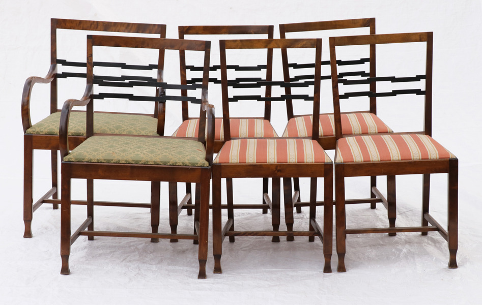 Karmstolar ett par samt stolar 4st, art deco, 1920/30-tal