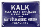 Emaljerad skylt, "Kalk", 1900-tal