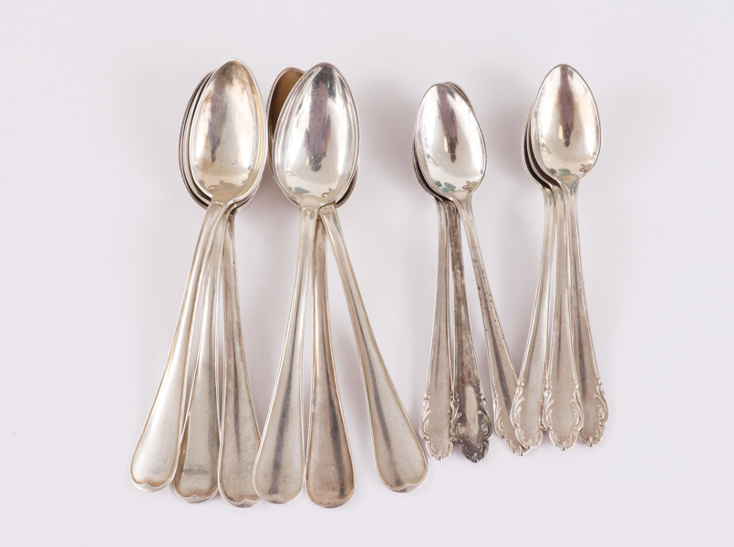 Kaffeskedar 6st samt moccaskedar 6st, silver