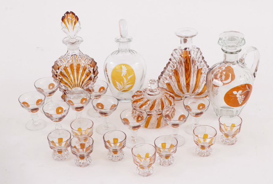 Likörservisdelar, art deco, 1900-talets första hälft