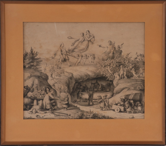Litografiskt blad, "Fredmans epistel no.83", efter Bellman