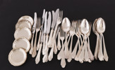 Bestickservisdelar, "Haga", nysilver