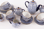 Te- och kaffeservisdelar, "Cobalt Net", Lomonosov, Ryssland
