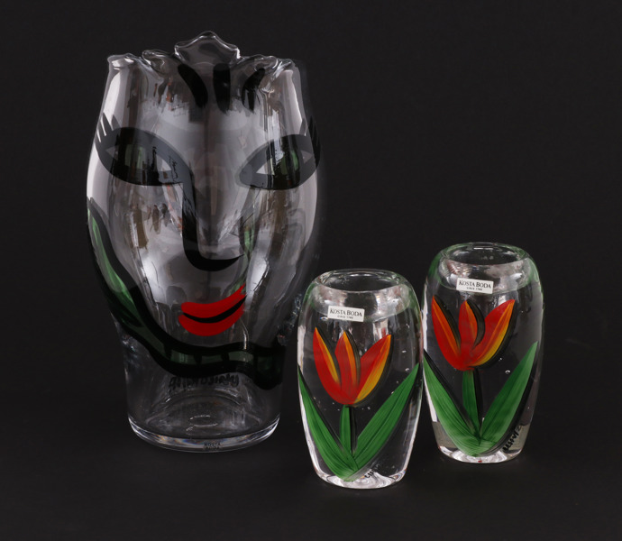 Konstglas 3 delar, Ulrica Hydman Vallien för Kosta