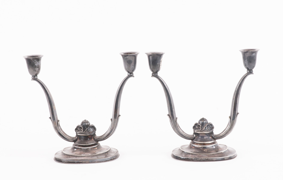 Kandelabrar ett par, silver, GAB, Stockholm, 1937
