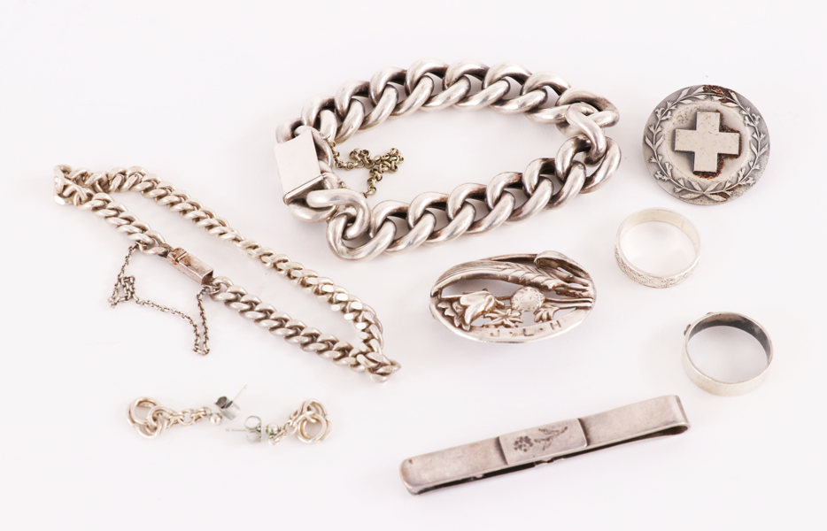 Silversmycken 9 delar, bl.a. sterling