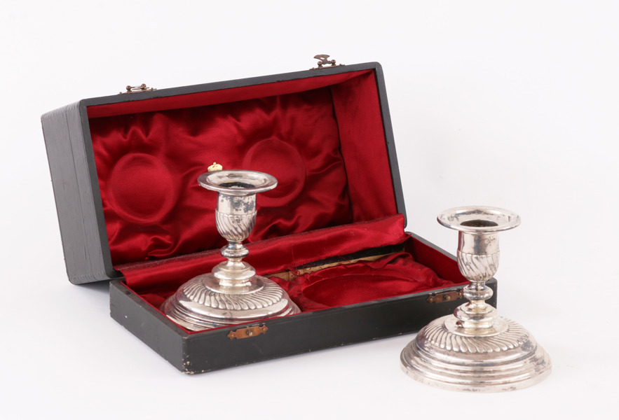 Ljusstakar ett par, silver, Anders Michelsen, Danmark, 1900-talets början