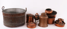 Parti kopparföremål, mestadels 1800-tal