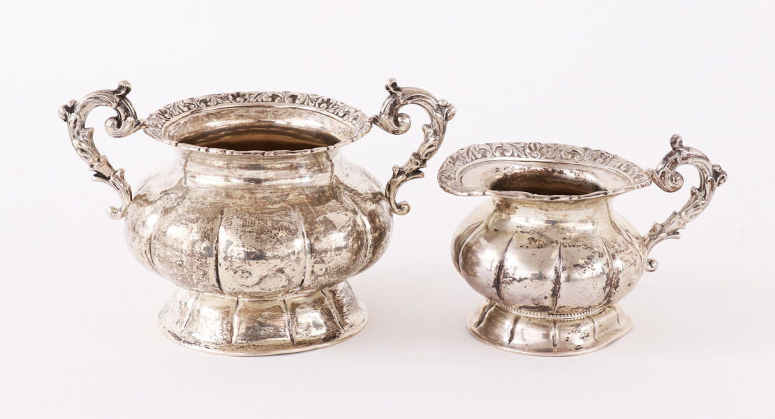 Gräddkanna och sockerskål, silver, Tyskland, 1900-talets första hälft