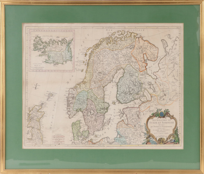Karta, "Les Royaumes de Suede et Norwege", 1800-tal
