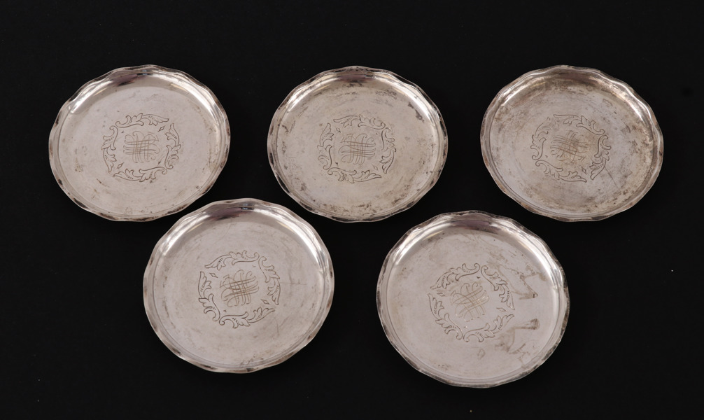 Coasters 5st, silver, MGAB