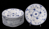 Djupa tallrikar 10st, "Musselmalet", Royal Copenhagen, Danmark
