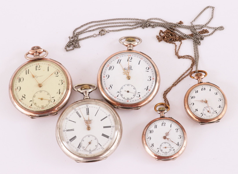 Fickur 5st, silver, bl.a. Longines, Leijona