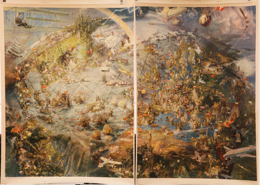 Allegorisk karta, Oliver Neerland, P.A.Norstedt & Söner, daterad 1949