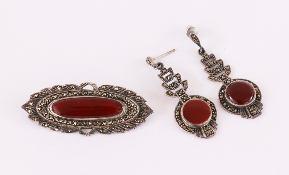 Silversmycken 3 delar, art deco stil