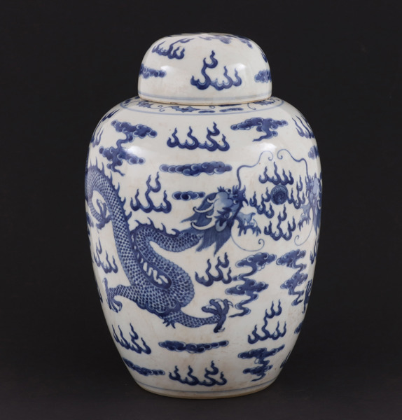 Urna med lock, Kina, Kangxi-stil, 1800-tal
