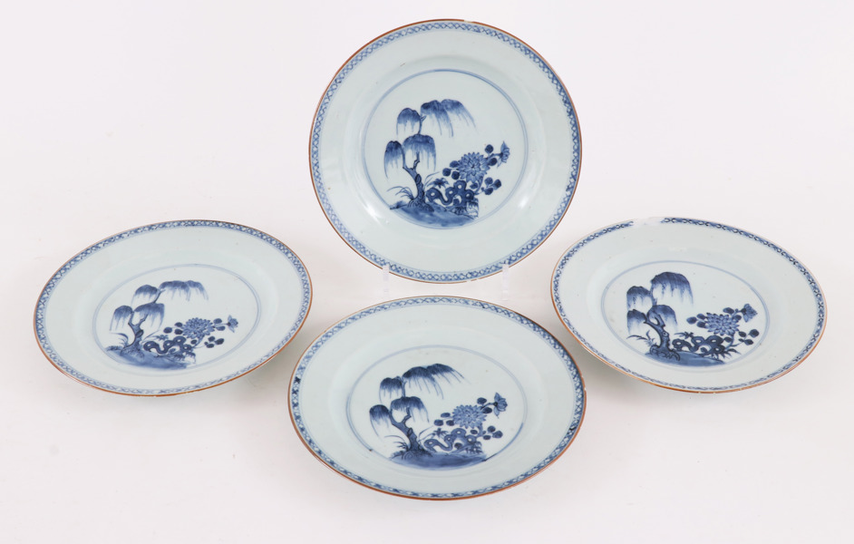 Tallrikar 4st, Kina, Qianlong, 1700-tal