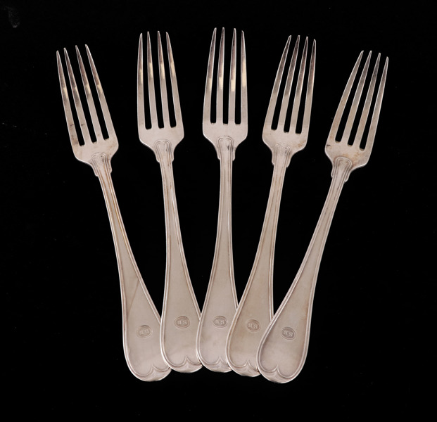 Matgafflar 5st, silver, 1895
